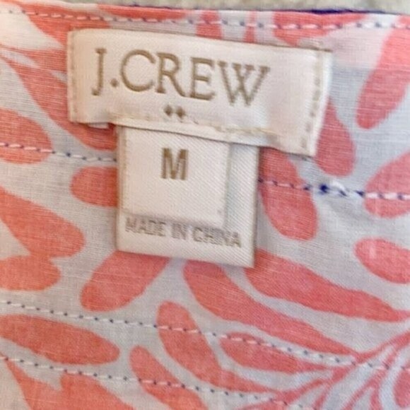 J. Crew V Neck Cotton Tunic Print Casual Long Sleeve Lightweight Summer Blouse - Picture 11 of 12